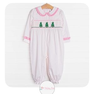 Stitchy Fish Dots and Decorations Smocked Romper 24m NWT